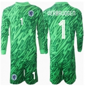 Maillot de football Réplique Pays-Bas Bart Verbruggen #1 Gardien de but Domicile Enfant Europe 2024 Manche Longue (+ Pantalon court)