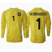 Maillot de football Réplique Pays-Bas Bart Verbruggen #1 Gardien de but Extérieur Europe 2024 Manche Longue