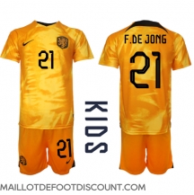 Maillot de football Réplique Pays-Bas Frenkie de Jong #21 Domicile Enfant Mondial 2022 Manche Courte (+ Pantalon court)