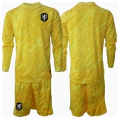 Maillot de football Réplique Pays-Bas Gardien de but Extérieur Enfant Europe 2024 Manche Longue (+ Pantalon court)