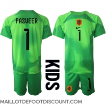 Maillot de football Réplique Pays-Bas Remko Pasveer #1 Gardien de but Domicile Enfant Mondial 2022 Manche Courte (+ Pantalon court)