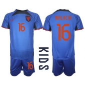 Maillot de football Réplique Pays-Bas Tyrell Malacia #16 Extérieur Enfant Mondial 2022 Manche Courte (+ Pantalon court)