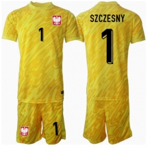Maillot de football Réplique Pologne Wojciech Szczesny #1 Gardien de but Domicile Enfant Europe 2024 Manche Courte (+ Pantalon court)