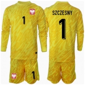 Maillot de football Réplique Pologne Wojciech Szczesny #1 Gardien de but Domicile Enfant Europe 2024 Manche Longue (+ Pantalon court)
