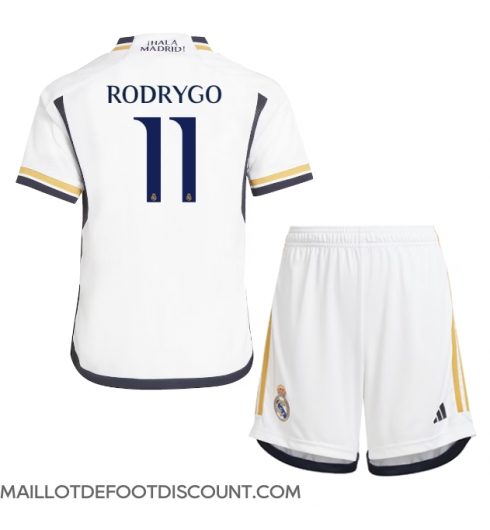 Maillot de football Réplique Real Madrid Rodrygo Goes #11 Domicile Enfant 2023-24 Manche Courte (+ Pantalon court)