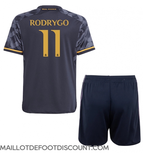 Maillot de football Réplique Real Madrid Rodrygo Goes #11 Extérieur Enfant 2023-24 Manche Courte (+ Pantalon court)