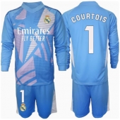 Maillot de football Réplique Real Madrid Thibaut Courtois #1 Gardien de but Domicile Enfant 2024-25 Manche Longue (+ Pantalon court)