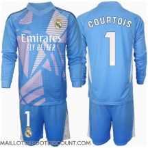 Maillot de football Réplique Real Madrid Thibaut Courtois #1 Gardien de but Domicile Enfant 2024-25 Manche Longue (+ Pantalon court)