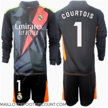 Maillot de football Réplique Real Madrid Thibaut Courtois #1 Gardien de but Extérieur Enfant 2024-25 Manche Longue (+ Pantalon court)