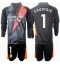 Maillot de football Réplique Real Madrid Thibaut Courtois #1 Gardien de but Extérieur Enfant 2024-25 Manche Longue (+ Pantalon court)